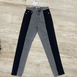 Color Block High Waisted Jeans // Black and Grey with Tags!